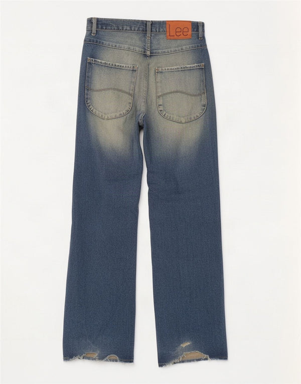 Lee Mens Distressed Acid Wash Loose Jeans W30 L32 Blue Cotton