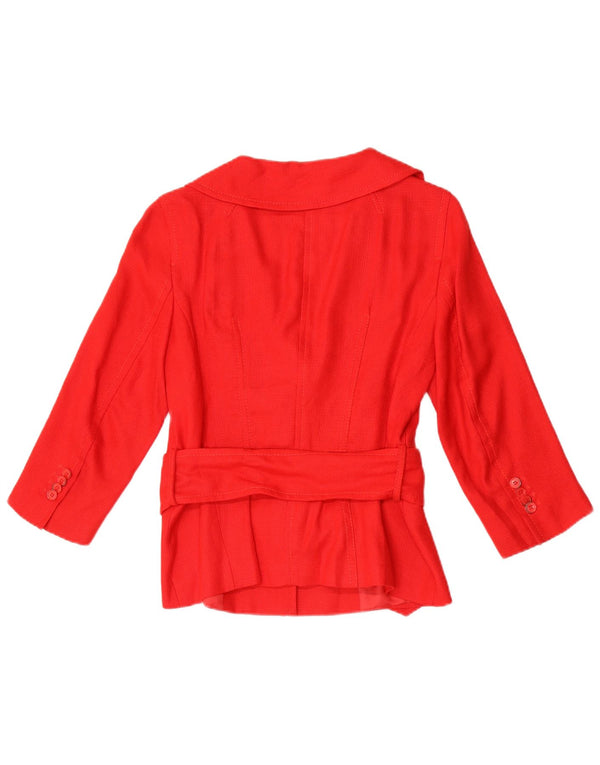 Zara Dame 3/4 ærmet blazerjakke EU 38 Small Red Rayon