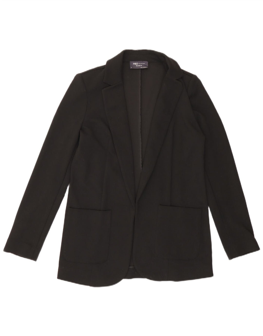 Marks & Spencer Dame Open Relaxed Fit Blazer Jacket UK 8 Small Black