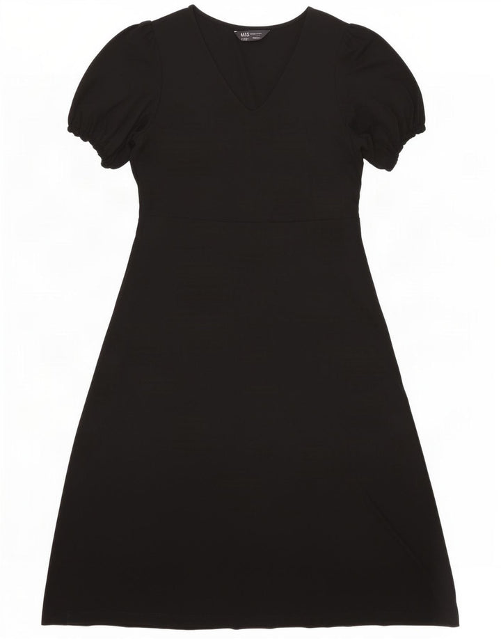 Marks & Spencer Dame A-Line Kjole UK 12 Medium Sort Viscose