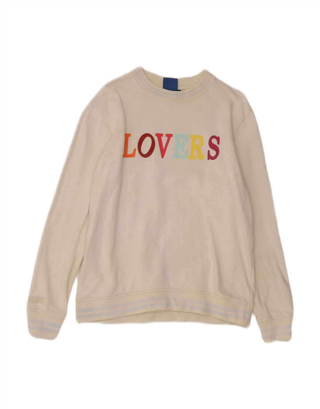 BEST COMPANY Womens Graphic Sweatshirt Jumper UK 14 Medium White Cotton