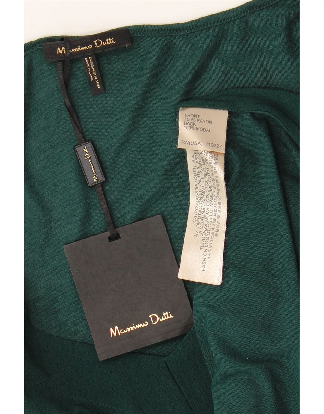 MASSIMO DUTTI Dame bluse Top UK 14 Medium Green Rayon