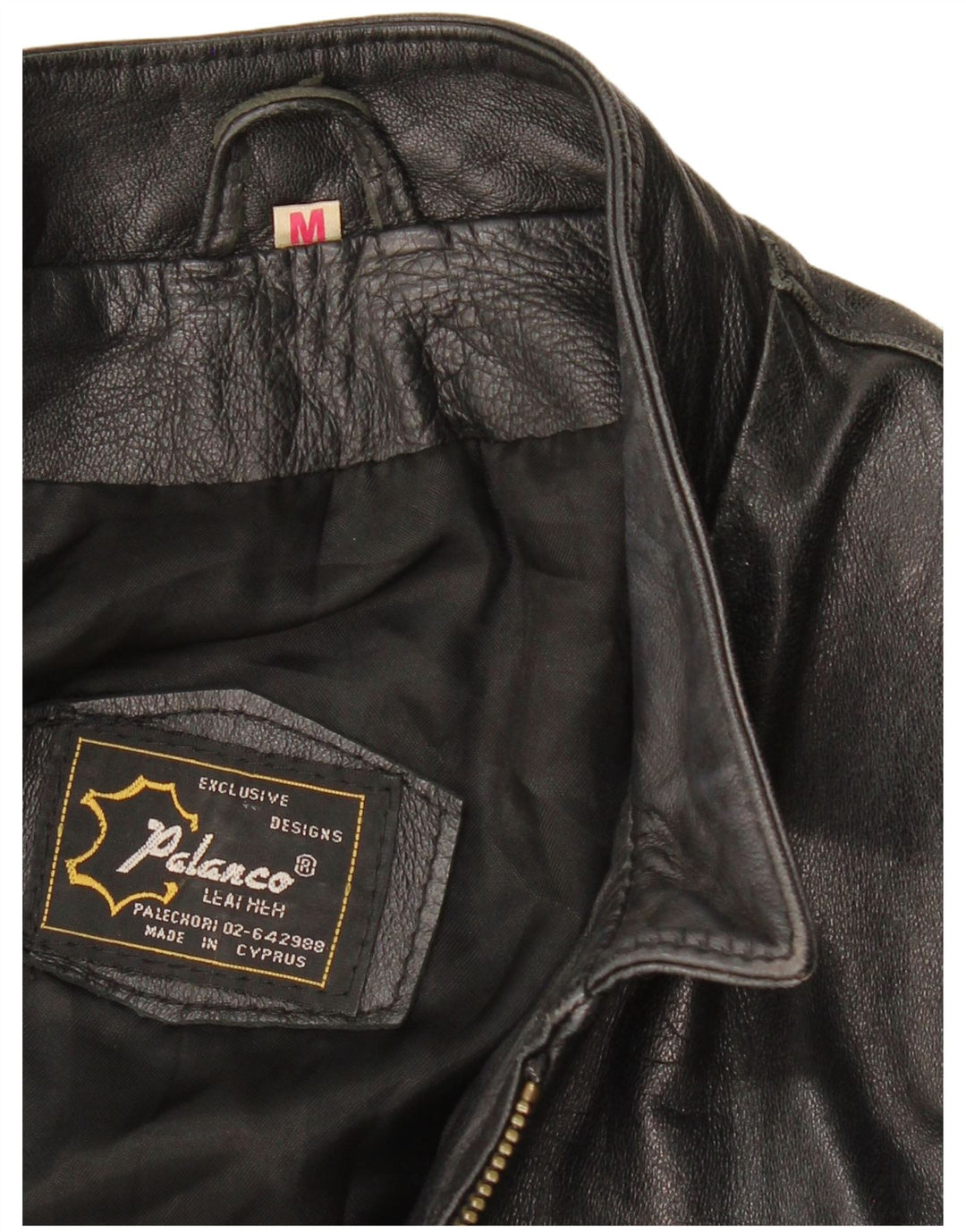 VINTAGE Womens Crop Læderjakke UK 14 Medium Sort Læder