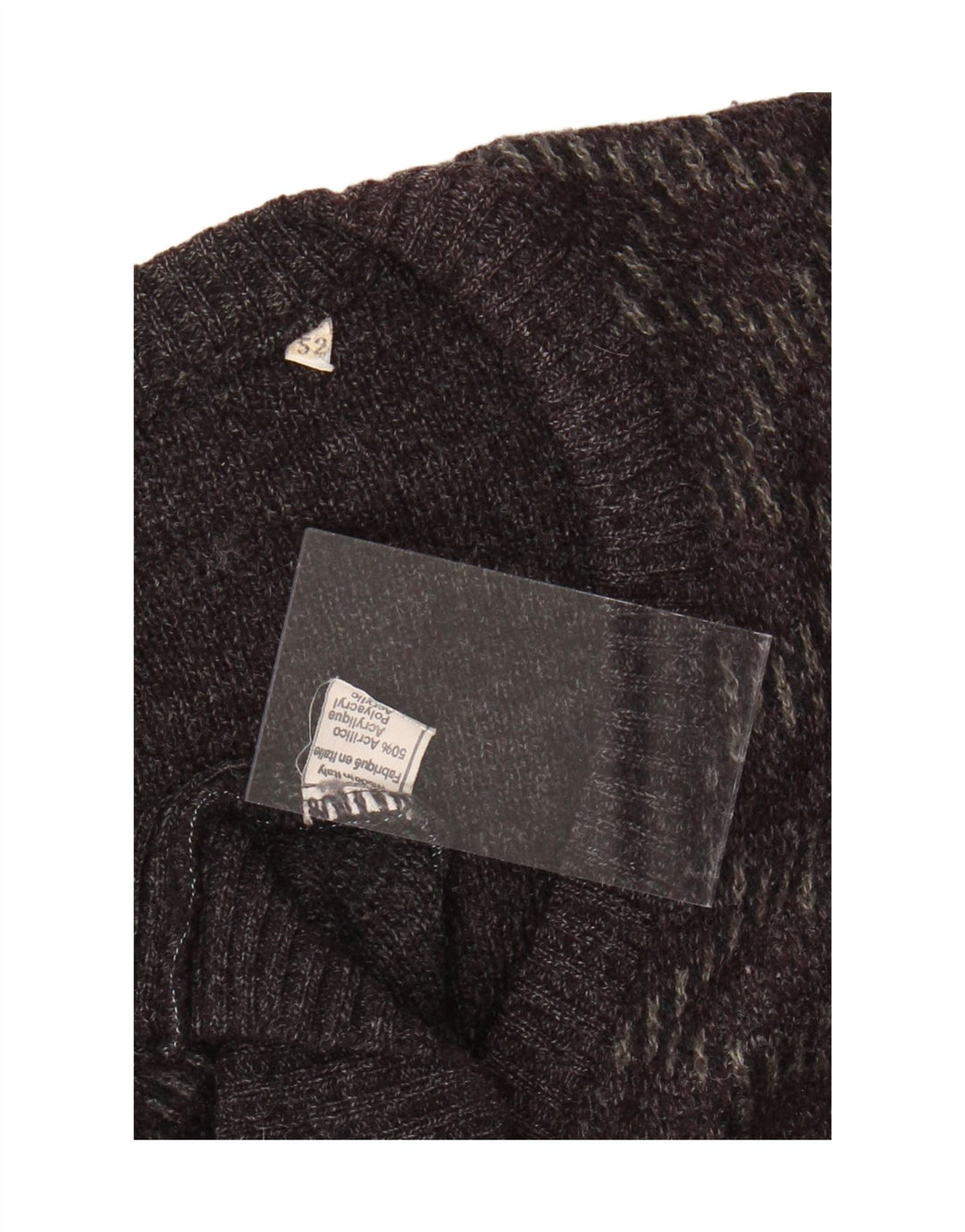 VINTAGE Mens V-Neck Jumper Sweater IT 52 Large Black Argyle/Diamond