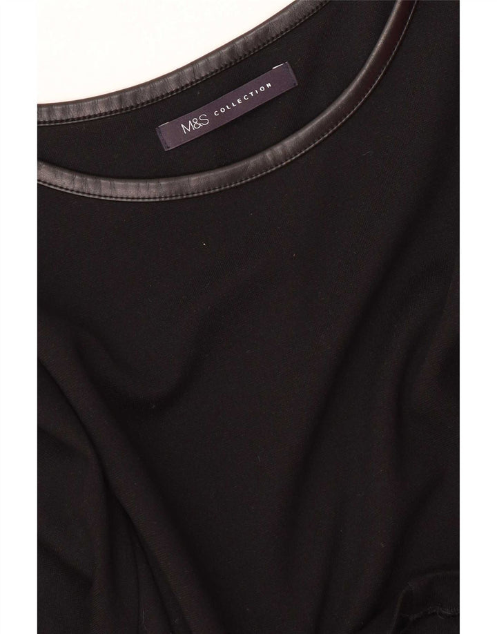 Marks & Spencer Dame Langærmet Shift Dress UK 16 Large Black