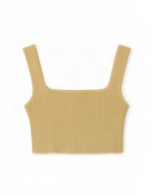 Zara Womens Sleeveless Crop Top UK 14 Large Yellow Viscose