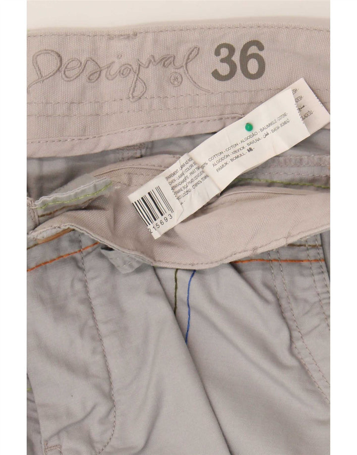 Desigual Herre Graphic Cargo Shorts W36 Large Grey Ternet Bomuld