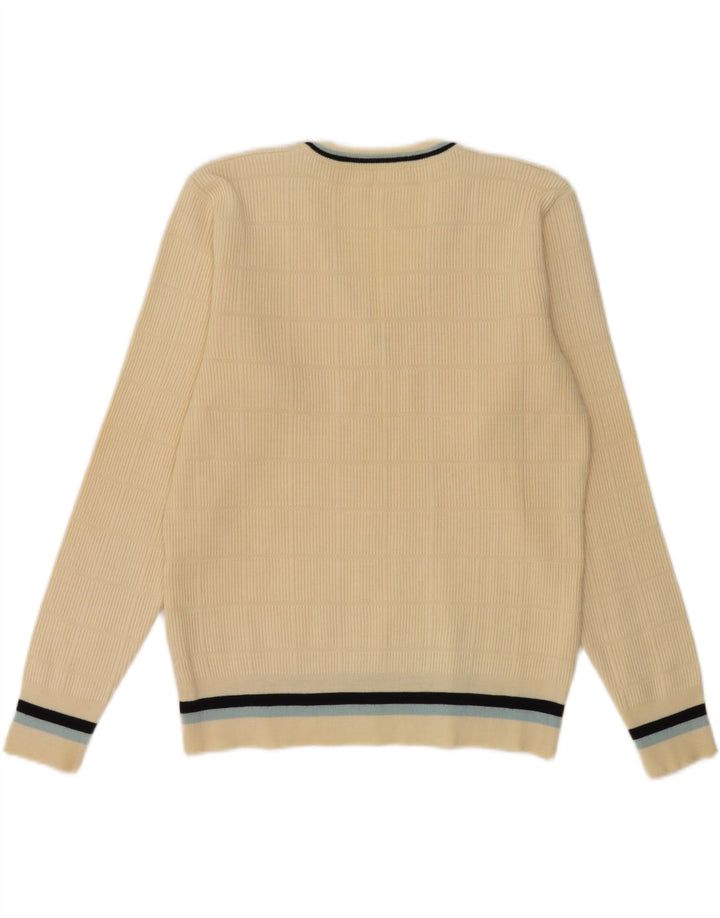 Vintage Herre V-hals sweater UK 36 Small Off White Uld