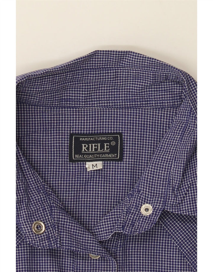 RIFLE Womens Shirt UK 14 Medium Blue Check Cotton Vintage Rifle and Second-Hand Rifle from Messina Hembry 