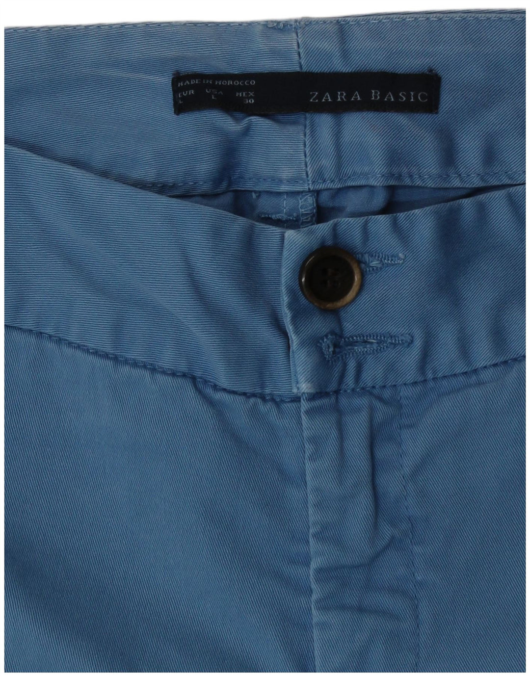 Zara Chino Shorts til kvinder store W30 blå bomuld