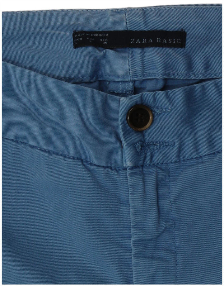 Zara Chino Shorts til kvinder store W30 blå bomuld