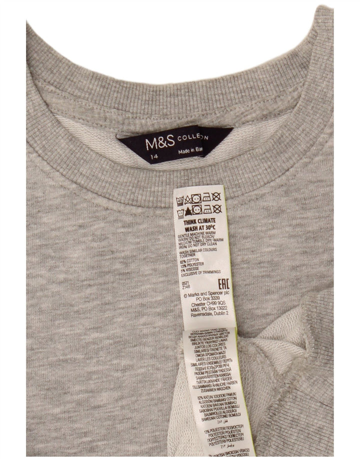 Marks & Spencer Dame Crop Sweatshirt Jumper UK 14 Large Grey Flecked