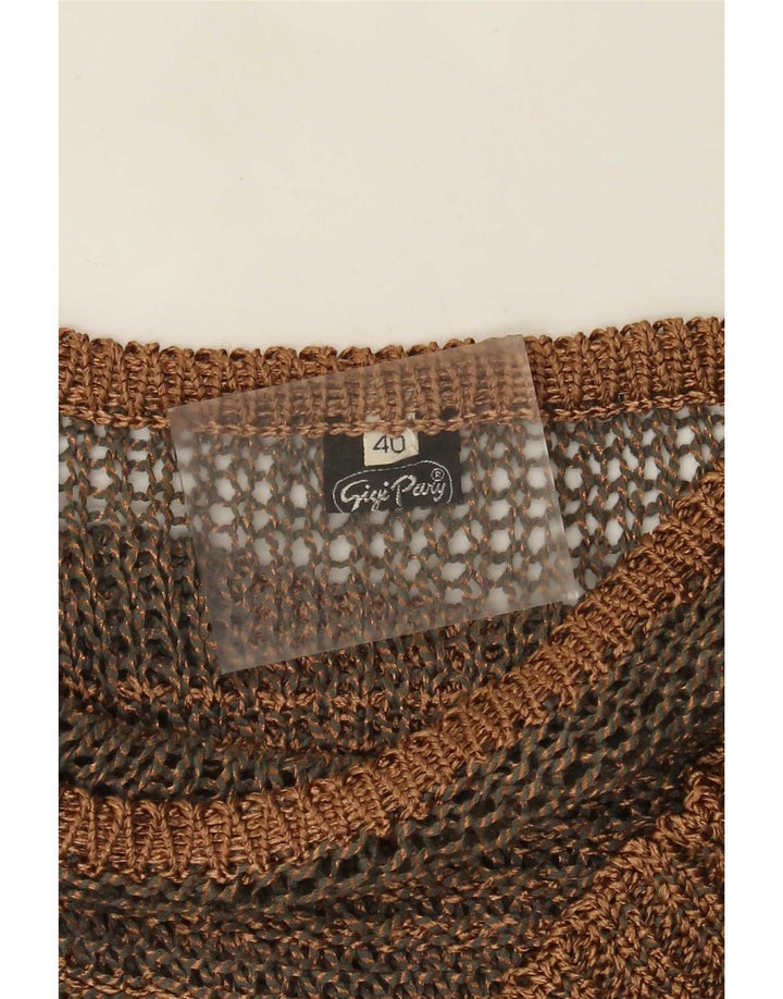 Gigi Pary Dame Boat Neck Jumper Sweater EU 40 Medium Brun Stribet
