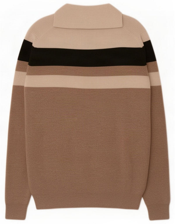 Marks & Spencer Herre sweater med lynlåshals, lille beige farveblok