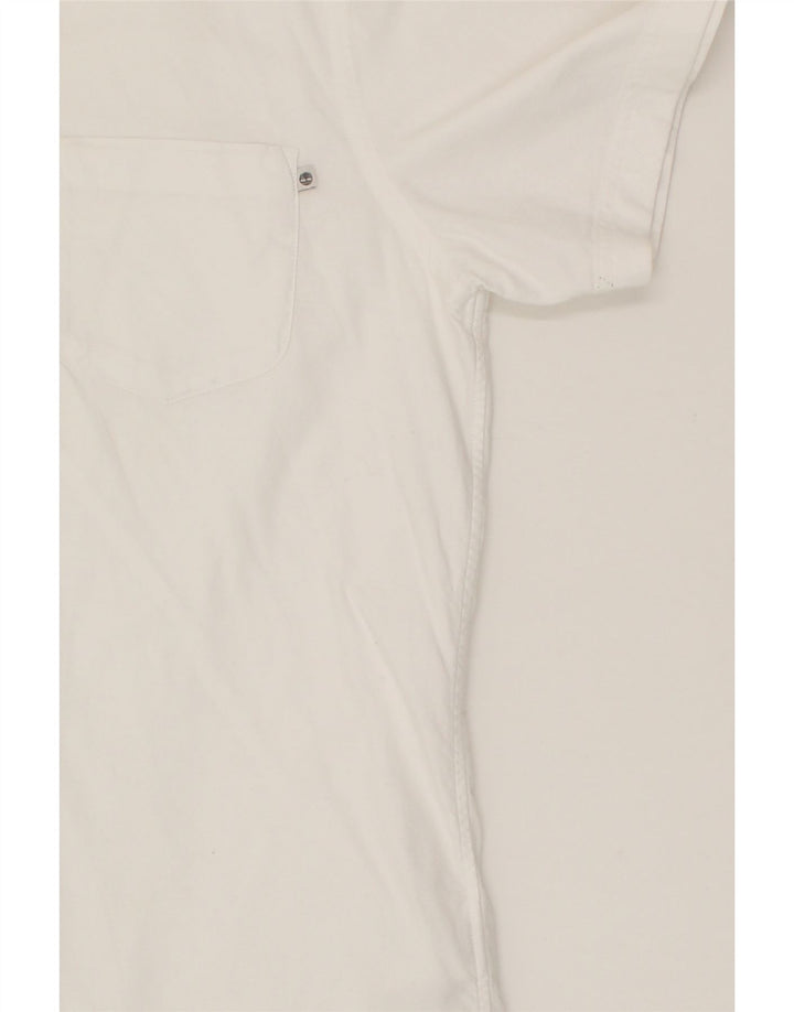 TIMBERLAND Mens Short Sleeve Shirt Medium White Cotton Vintage Timberland and Second-Hand Timberland from Messina Hembry 
