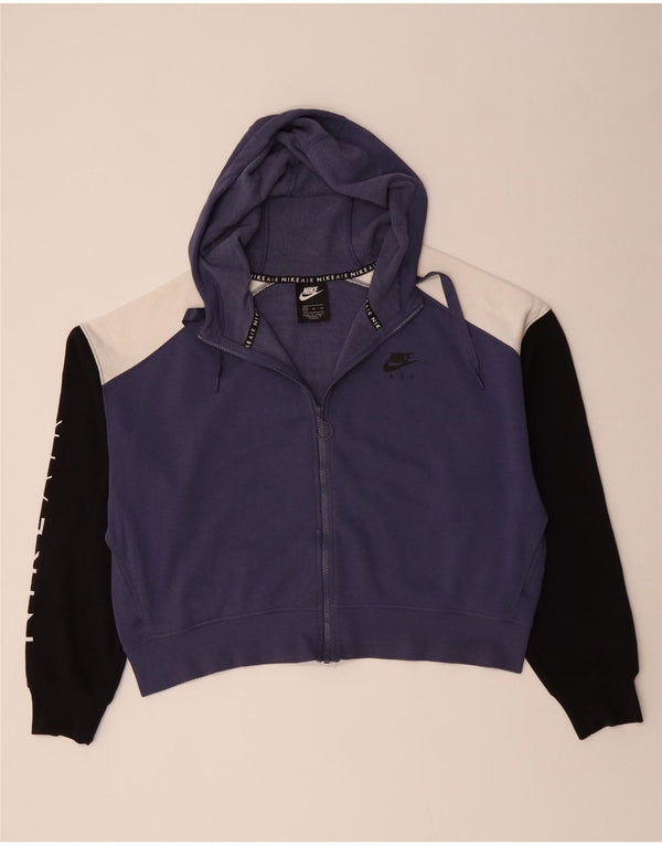 Nike Dame Oversized Crop Hættetrøje med lynlås UK 18 XL Lilla Colourblock
