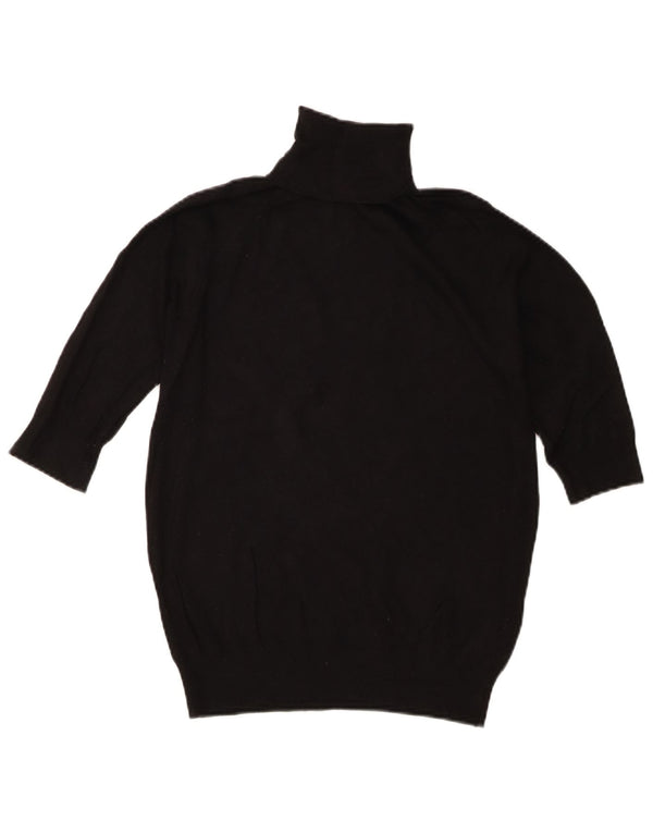 Zara Dame Kortærmet Roll Neck Jumper Sweater UK 14 Stor Sort Viscose