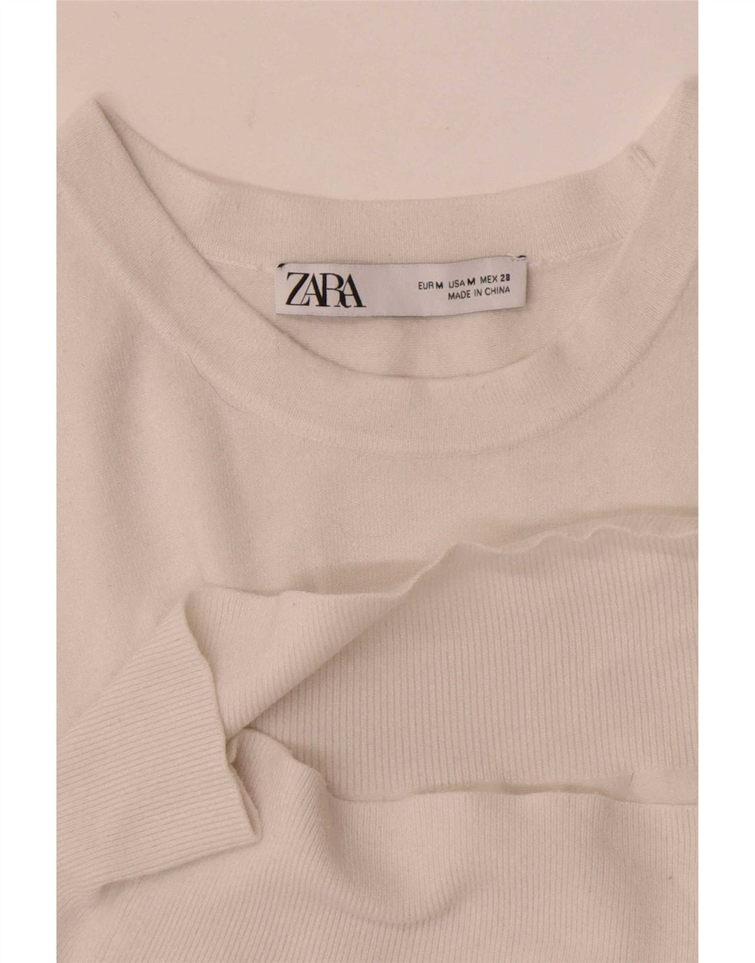 Zara Dame Kortærmet Bluse Top UK 12 Medium White