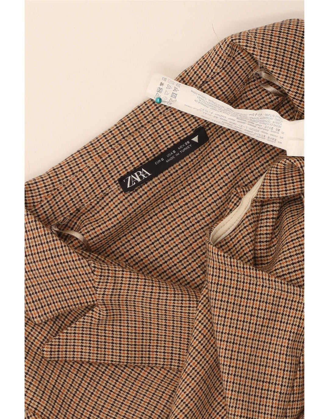 Zara Dame Crop Blazer Jacket UK 10 Lille brun ternet polyester