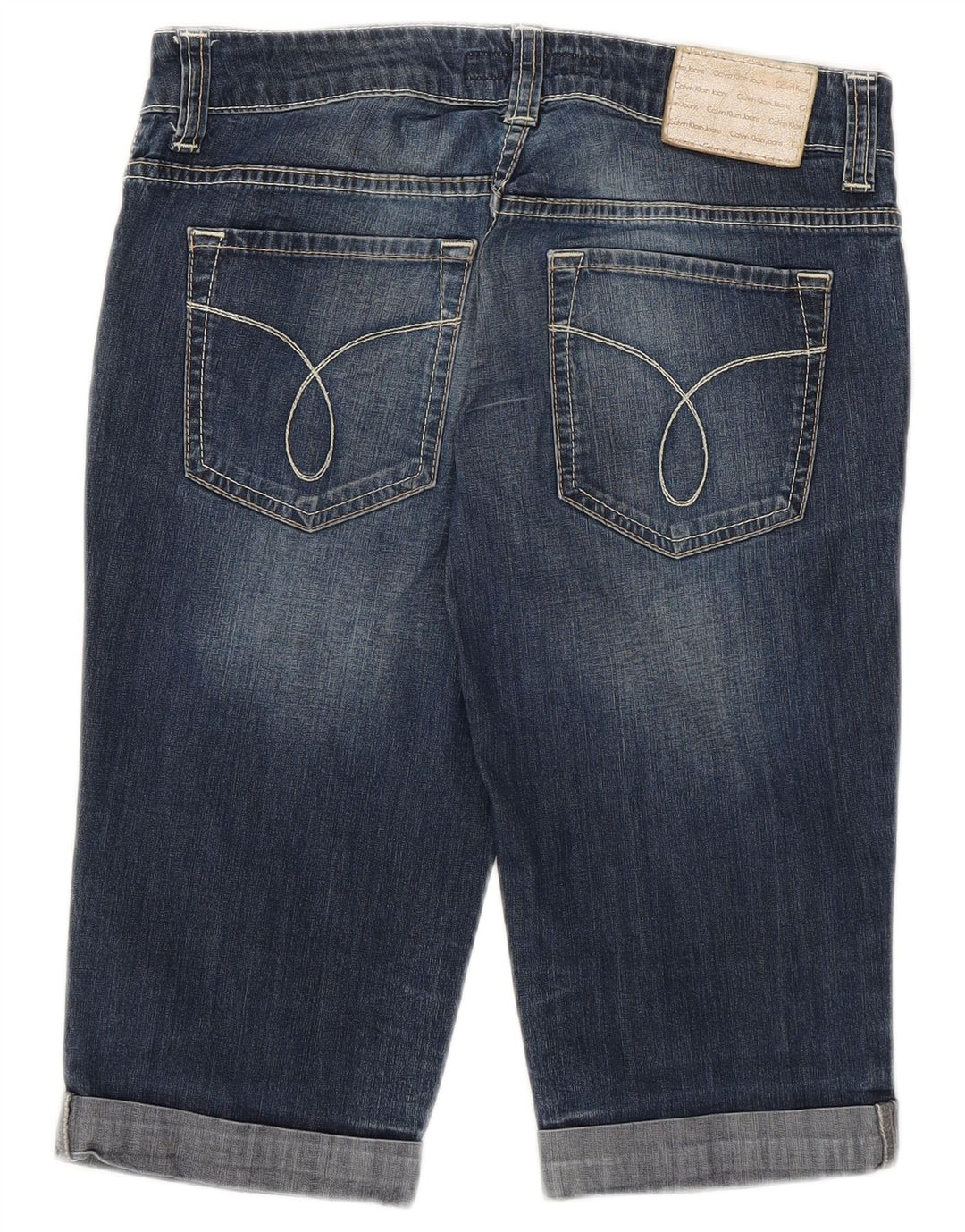 CALVIN KLEIN denimshorts til kvinder W28 Mellem marineblå bomuld