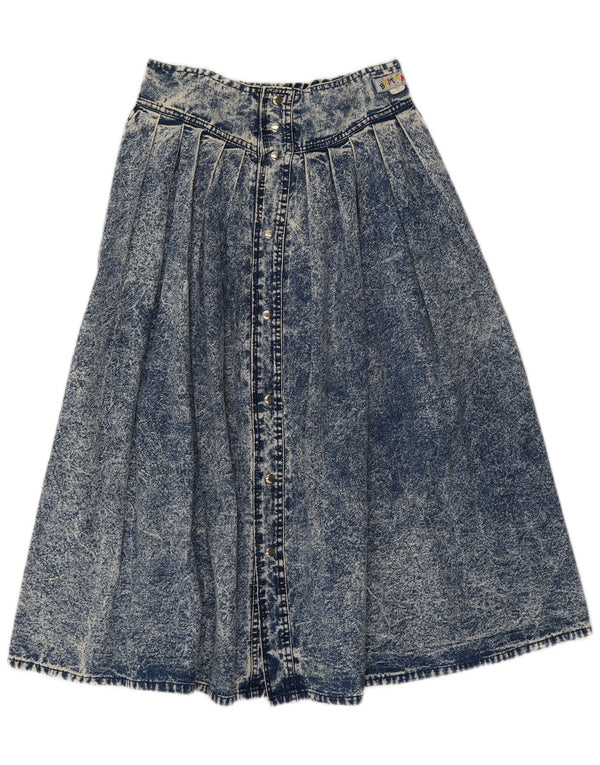 Vintage Womens Midi Denim Skirt W28 Medium Blue Cotton