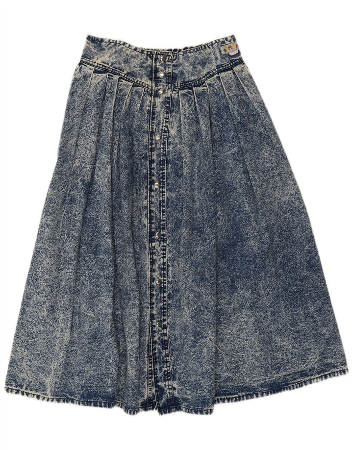 Vintage Dame Midi Denim Nederdel W28 Medium Blue Bomuld