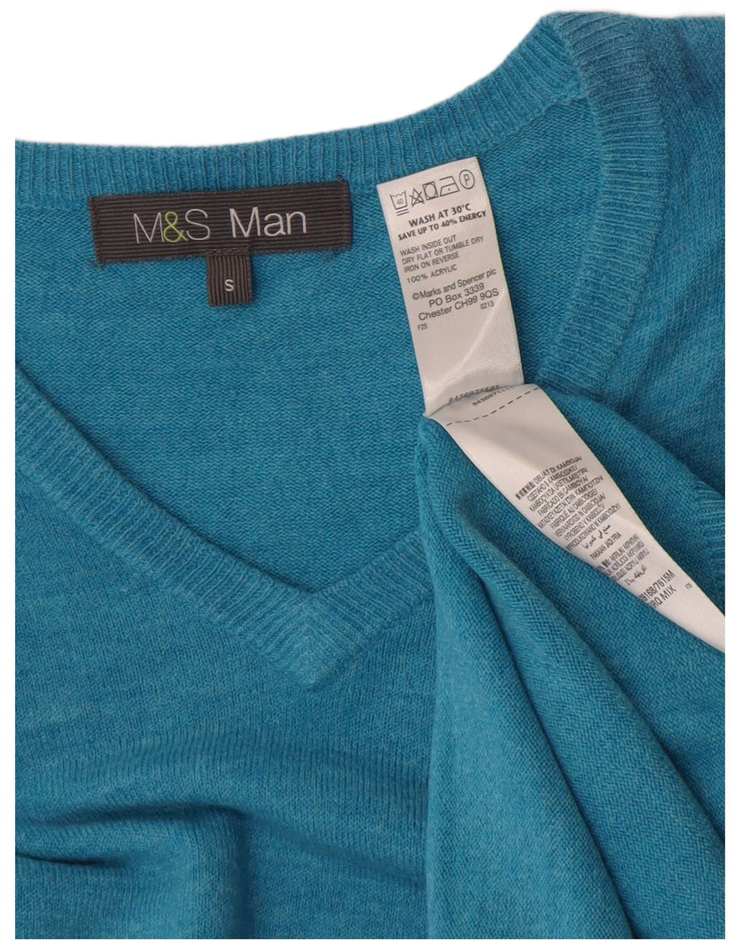Marks & Spencer Herre V-hals trøje Små turkis Flecked