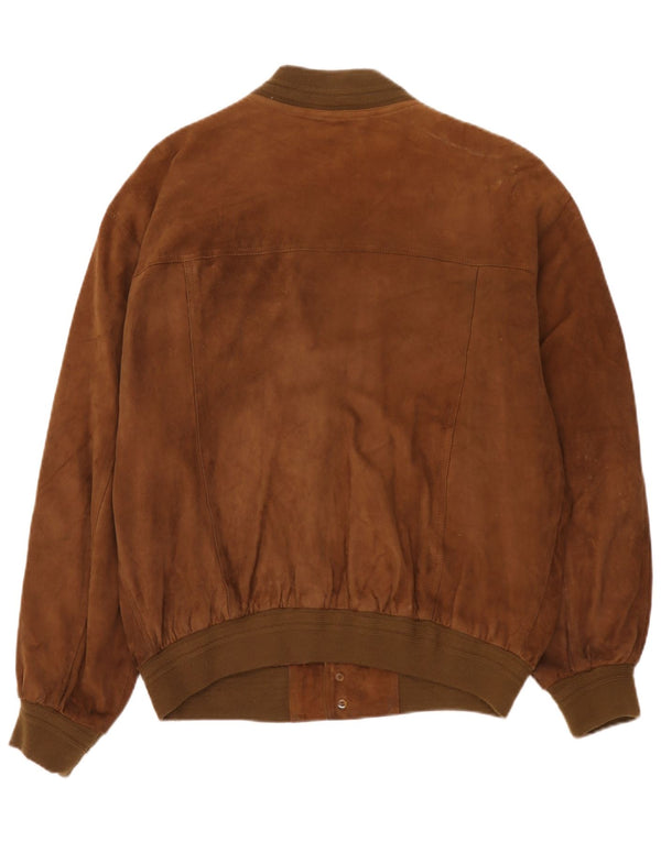 Vintage herre ruskind bomberjakke IT 54 2XL brunt læder