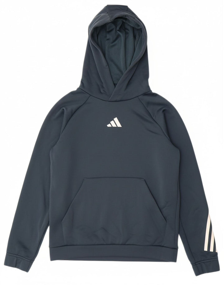 ADIDAS Boys Hoodie Jumper 11-12 Years Green Polyester