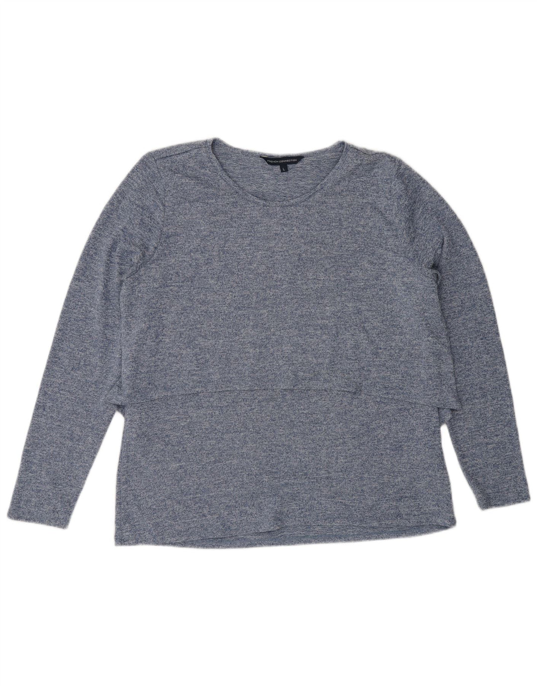 French Connection Dame Top Langærmet UK 16 Large Blue Flecked Polyester