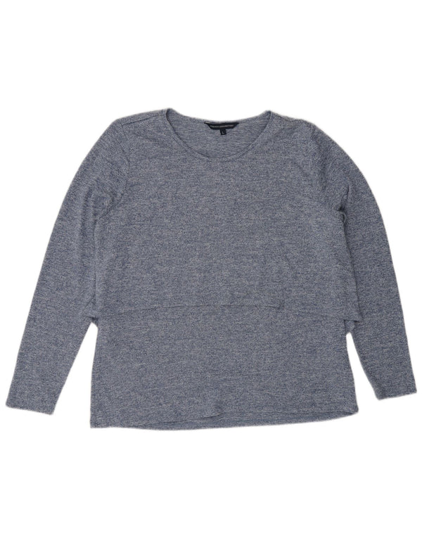 French Connection Dame Top Langærmet UK 16 Large Blue Flecked Polyester