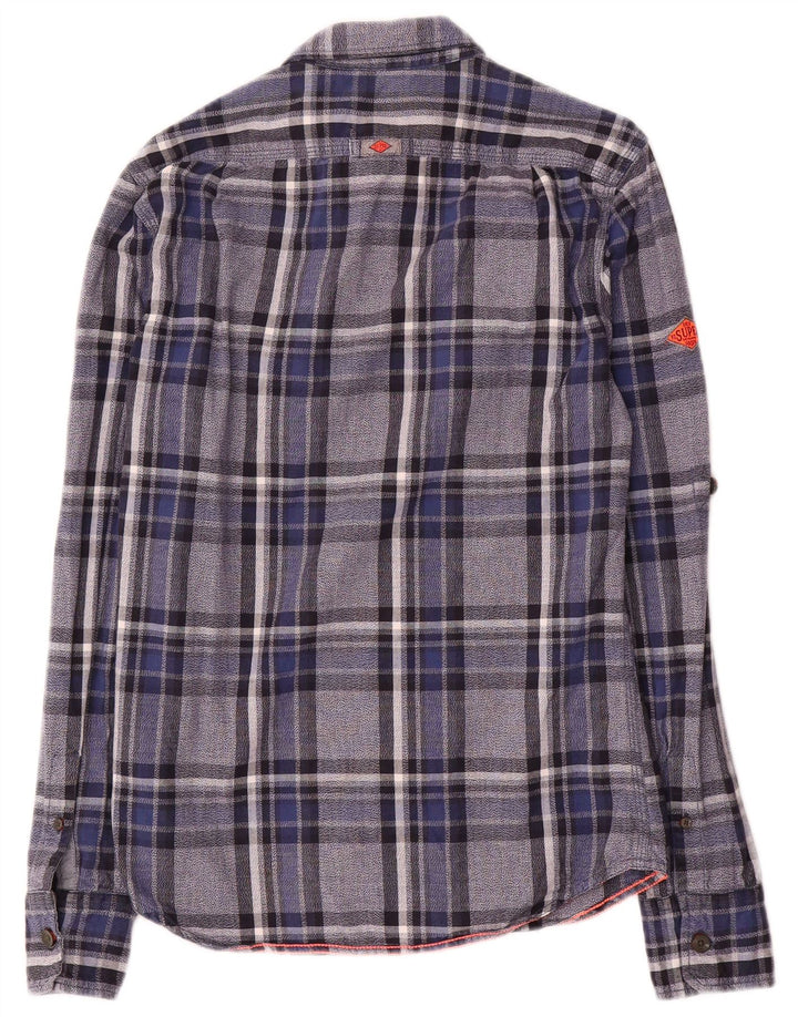 Superdry Flanelskjorte til mænd, lille blå ternet bomuld