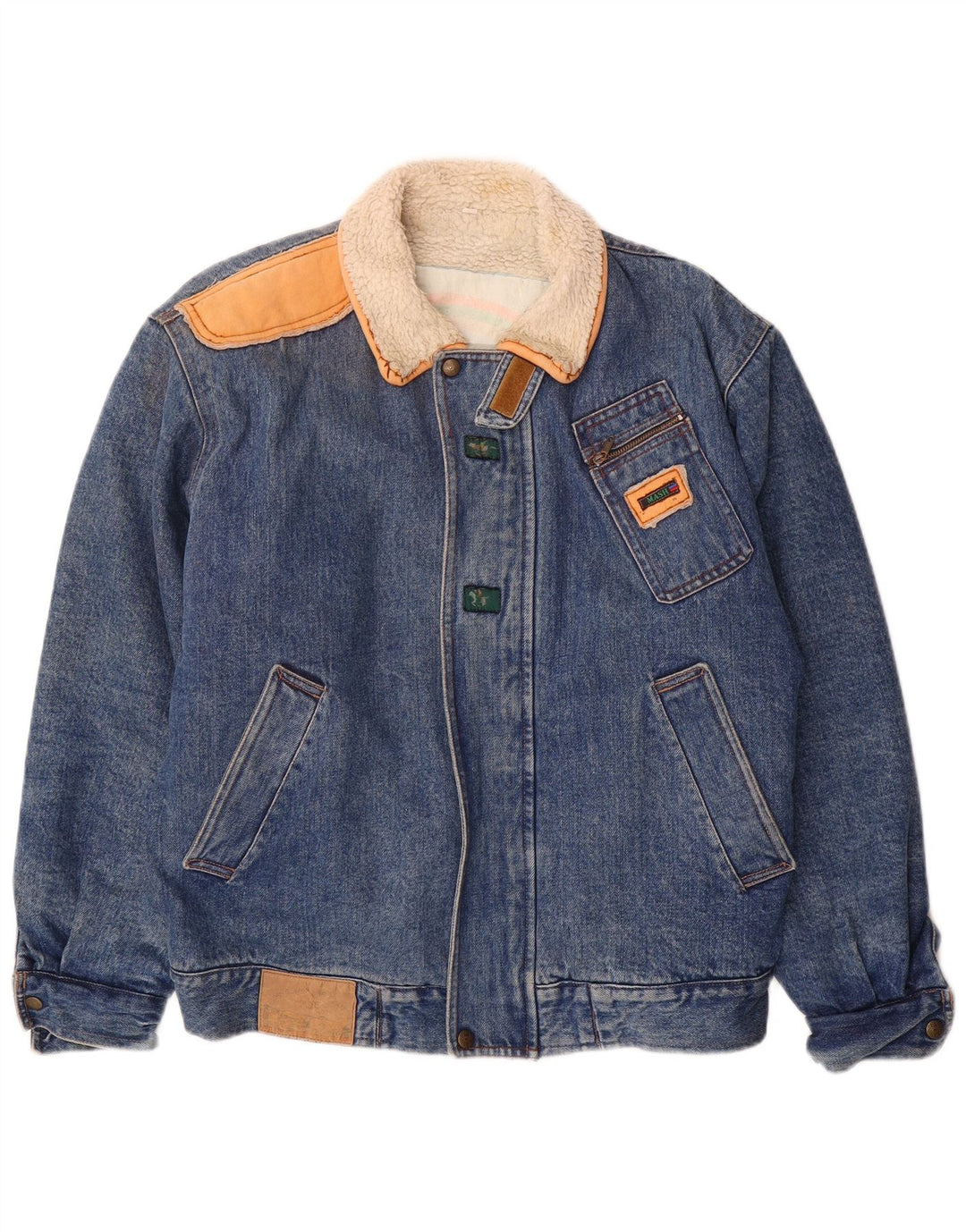 Mash Herre Denim Sherpa Jacket UK 40 Large Blue Cotton