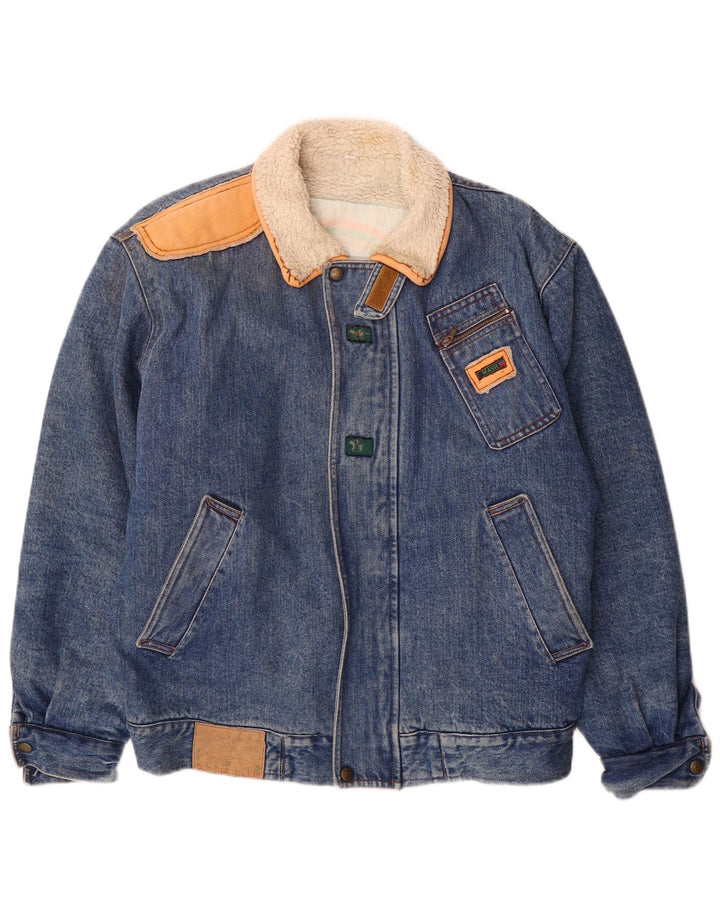Mash Herre Denim Sherpa Jacket UK 40 Large Blue Cotton