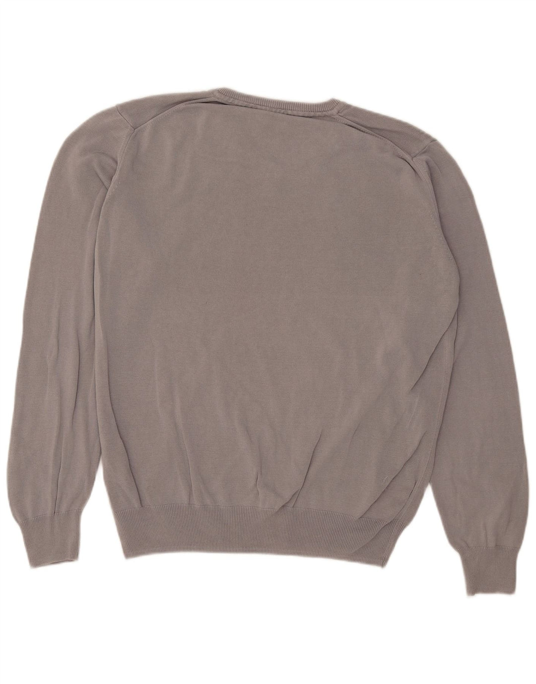Vintage herre V-hals sweater stor grå bomuld