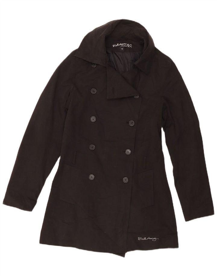 Billabong Dame Dobbeltradet Frakke UK 10 Small Black Bomuld