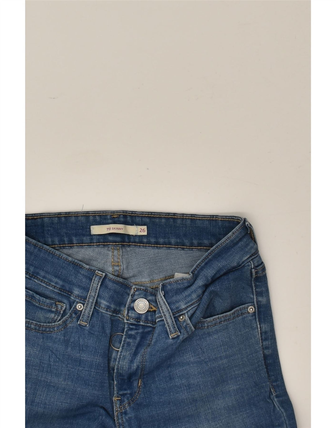 LEVI'S Womens 711 Skinny Jeans W26 L30  Blue Cotton | Vintage Levi's | Thrift | Second-Hand Levi's | Used Clothing | Messina Hembry 