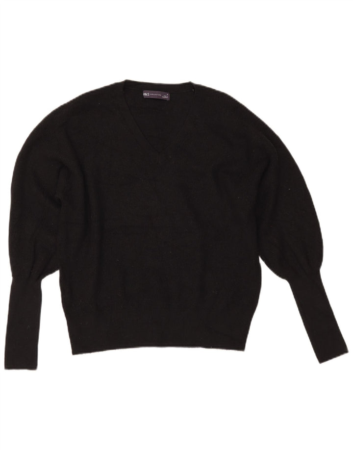 MARKS & SPENCER Dame Crop V-hals sweater UK 10 Small Black