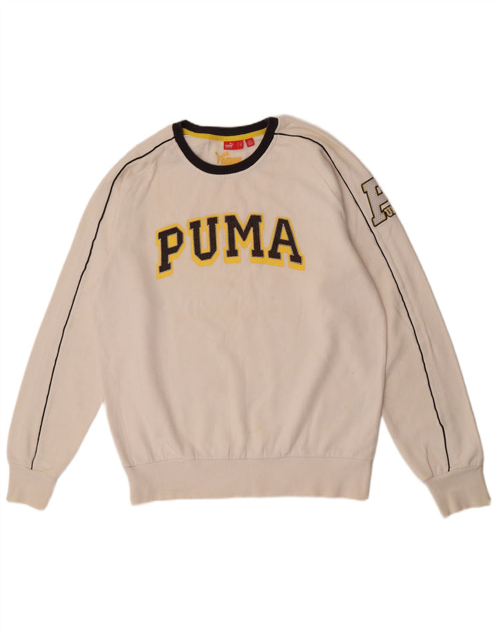 Puma Herre Grafisk Sweatshirt Jumper Stor Hvid Bomuld