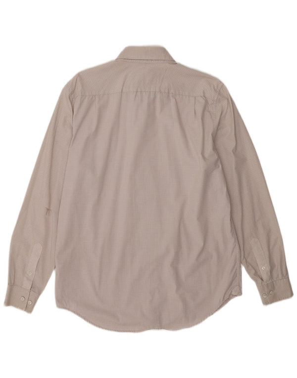 Lacoste Herre Regular Fit skjorte str. 16 41 Stor hvid ternet bomuld
