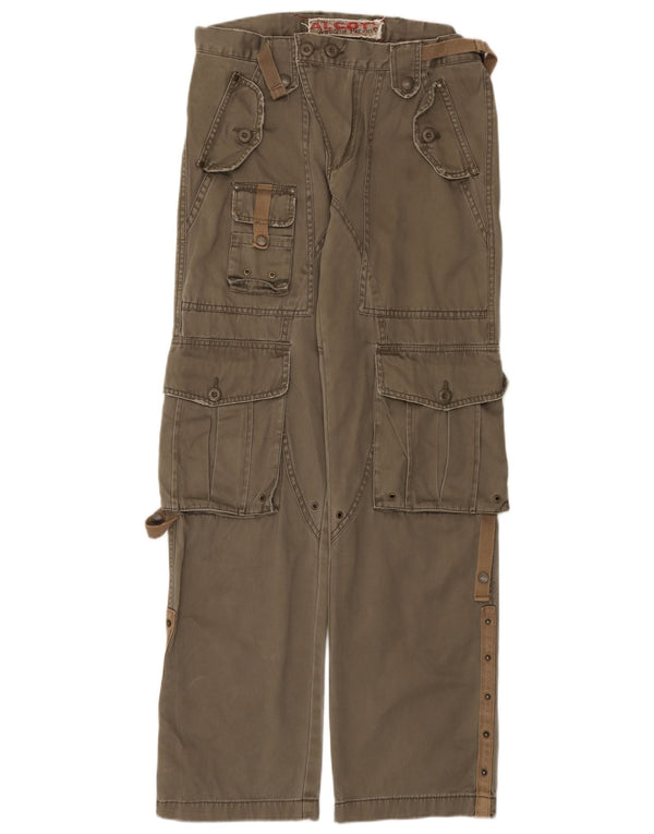 Alcott Mens Straight Cargo Trousers IT 46 Small W32 L33 Green Cotton