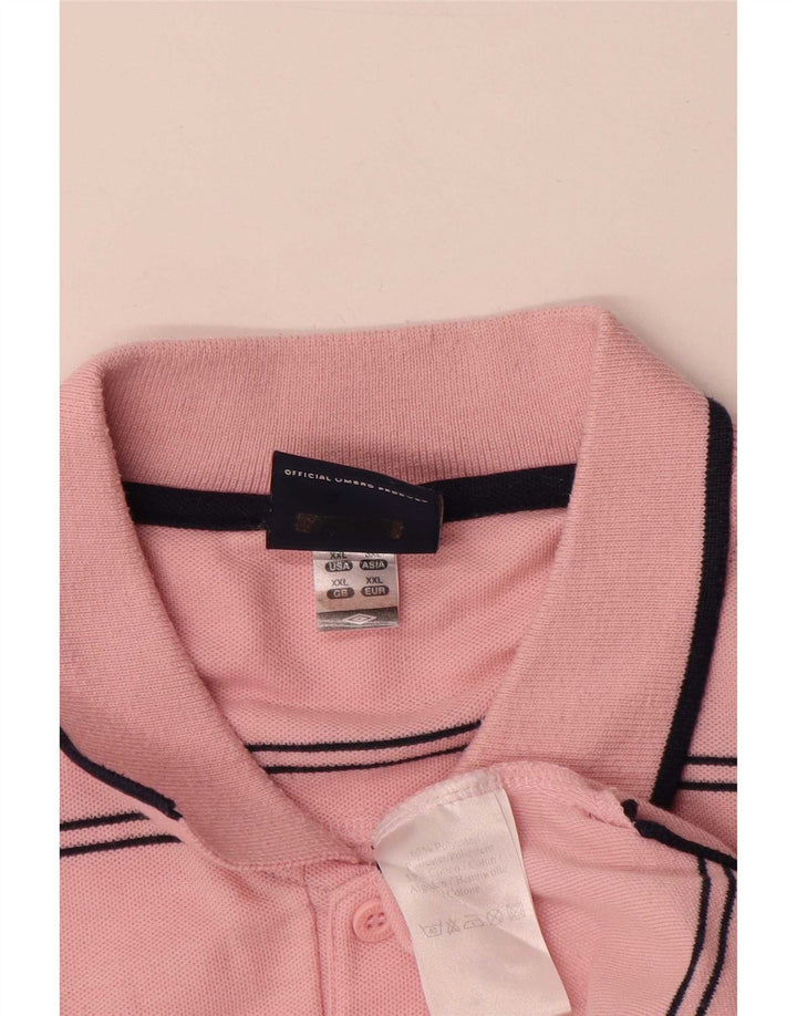 Umbro Herre Polo Shirt 2XL Pink Stribet Polyester
