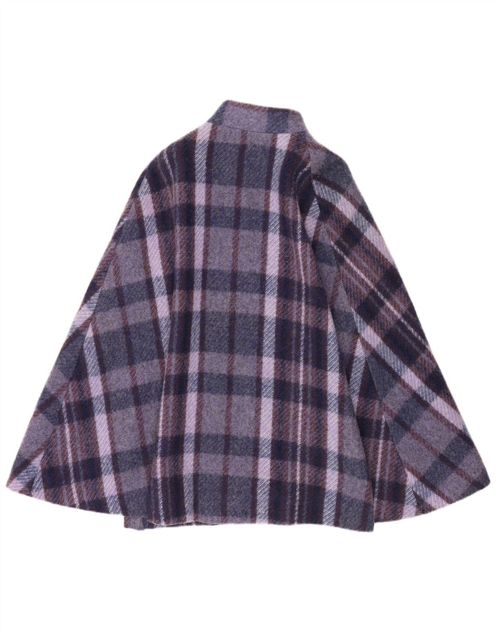 Jimmy Hourihan Boru Poncho frakke til kvinder One Size Lilla ternet uld