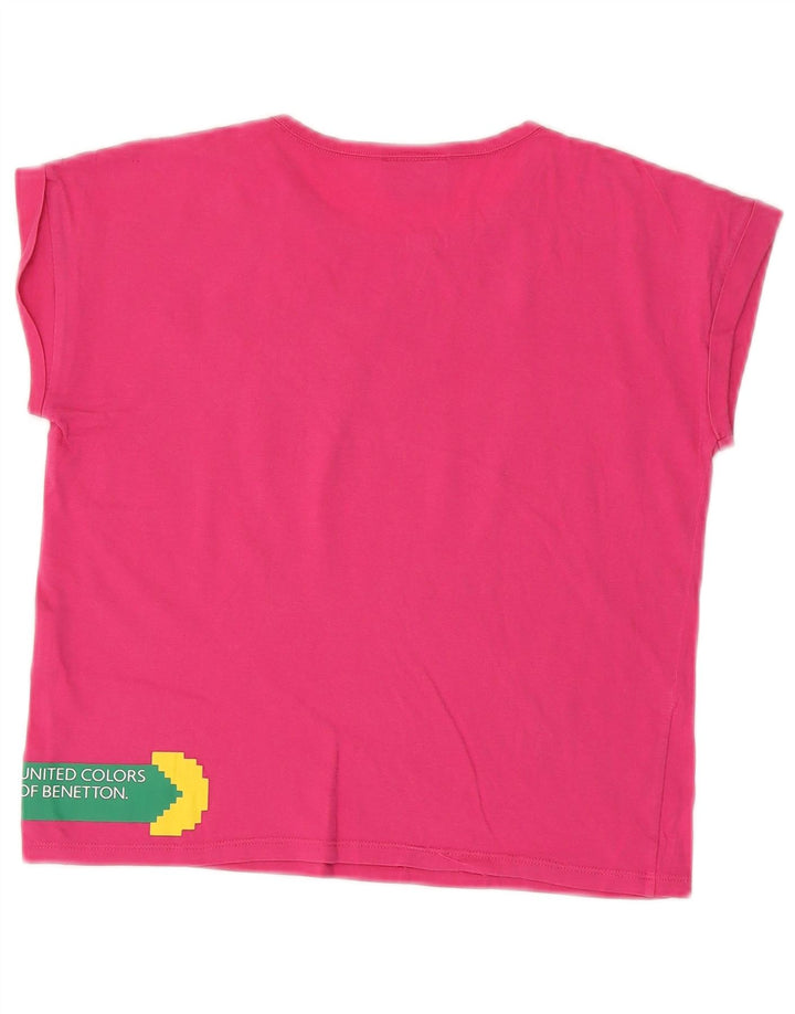 BENETTON Piger Pac-Man Crop Grafisk T-Shirt Top 8-9 år Large Pink