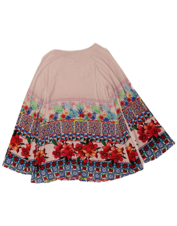 Desigual Womens Grafisk Top Langærmet UK 10 Small White Floral Viscose