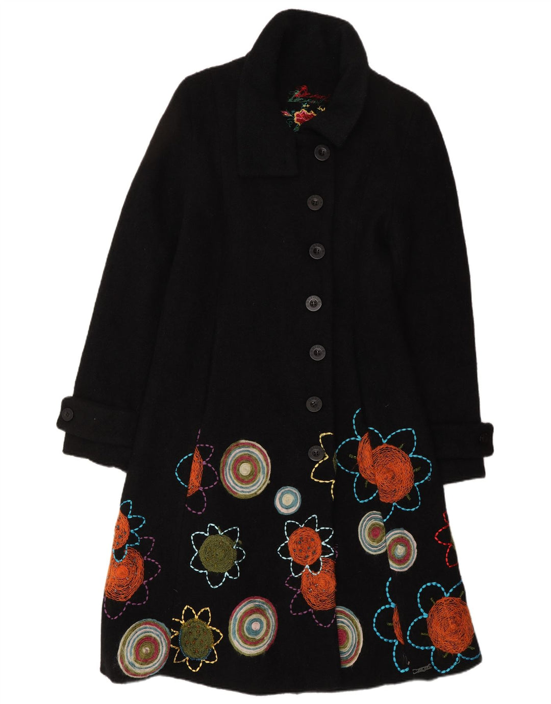 Desigual Kvinders Grafisk Overfrakke UK 10 Small Black Floral