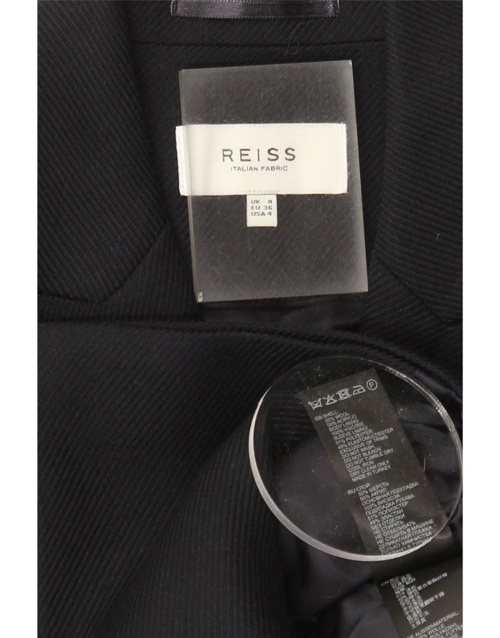 Reiss Dame Dobbeltradet Blazer Jacket UK 8 Small Navy Blue Wool