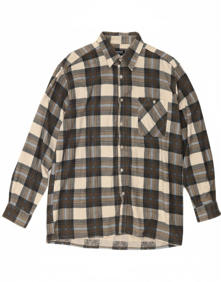STANLEY Mens Flannel Shirt XL Grey Plaid Cotton Vintage Stanley and Second-Hand Stanley from Messina Hembry 