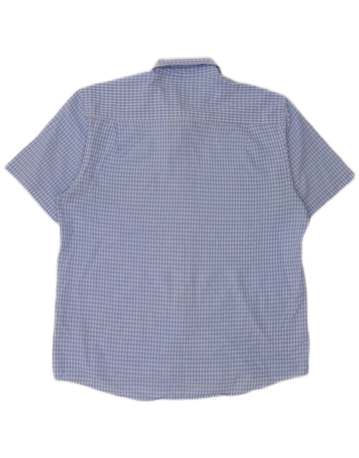 PIERRE CARDIN Kortærmet herreskjorte med normal pasform XL Blå Gingham