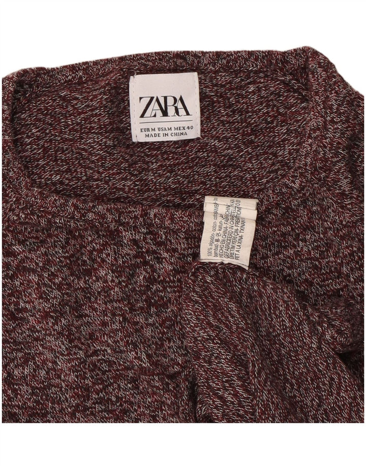 Zara Herre trøjetrøje med rund hals Medium Bourgogne Flecked Bomuld